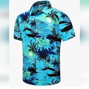 SheLucki Men Hawaiian  Summer Beach Casual Short Sleeves Shirt NWT     Size 5XL